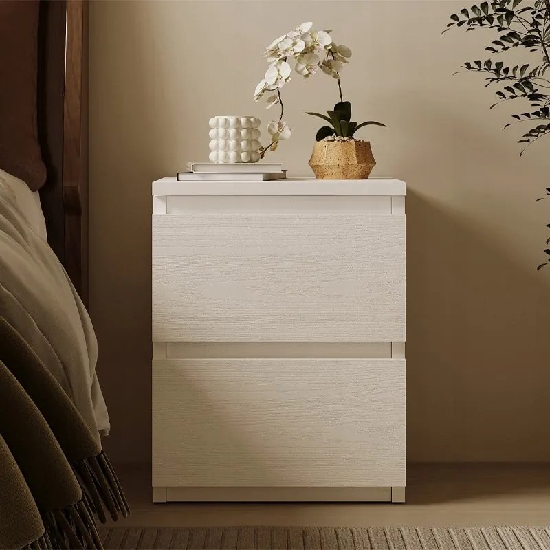 Szafka nocna stolik do sypialni salonu 2 szuflady loft biały nowoczesny