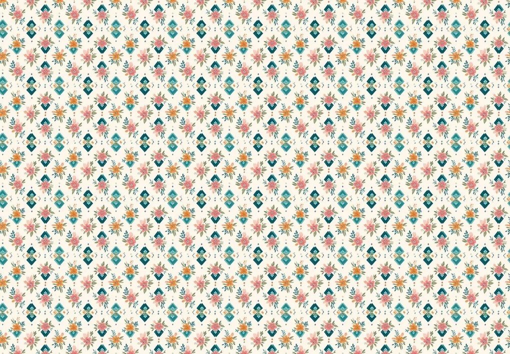Fototapeta - Wzór z kwiatami I. (196x136 cm)