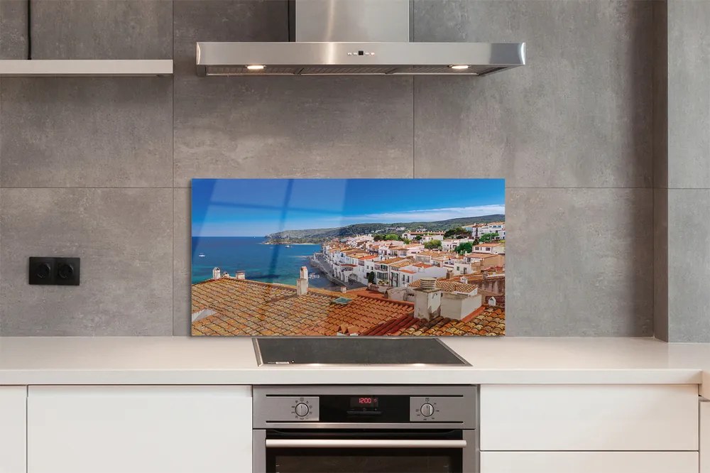 Panel szklany do Kuchni Miasto Pomiędzy Morzem a Górami