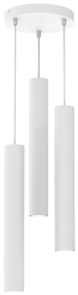 Lampa wisząca HUDSON WHITE 3xGU10, biała, potrójna tuba, na kole