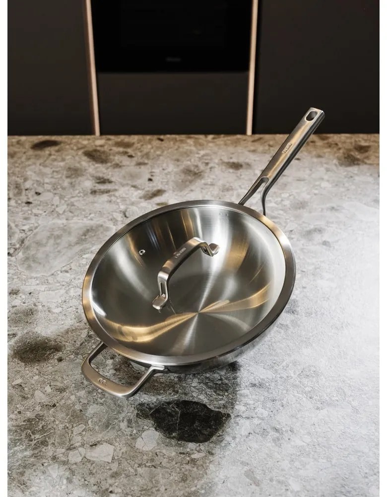 Patelnia wok ze stali nierdzewnej z pokrywką ø 30 cm Chili Ta – FABINI