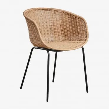 Zestaw 2 Krzeseł Ogrodowych Z Podłokietnikami Z Syntetycznego Rattanu I Stali Tulua Czarna & Bez Poduszki - Sklum