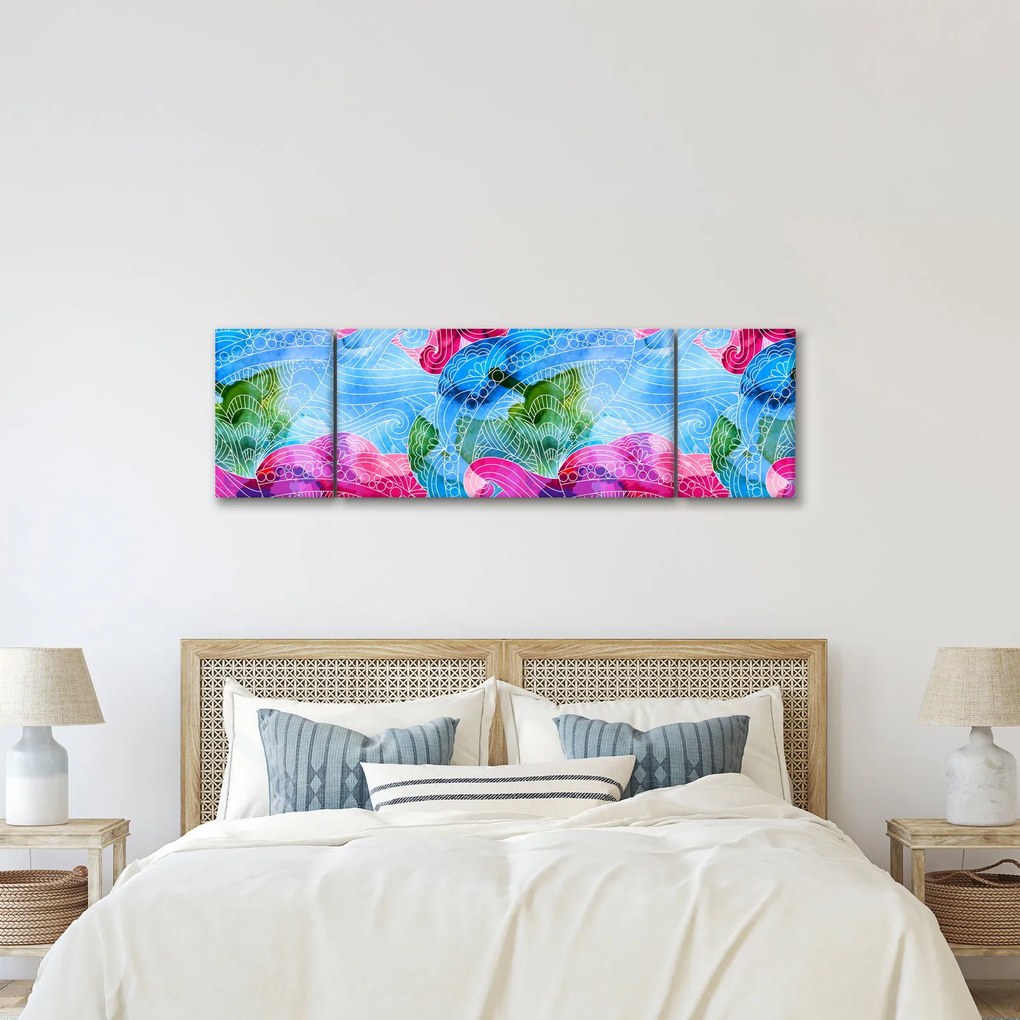 Obraz - Kolorowe fale (170x50 cm)