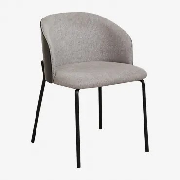 Krzesło Do Jadalni Z Drewna Tapicerowane Amieva Czarny & Tkaniny Szary Kret - Sklum