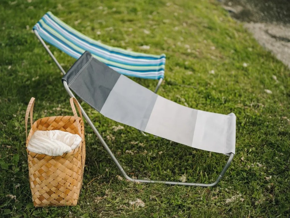 Zestaw 2 składanych leżaków plażowych SAND, szare paski