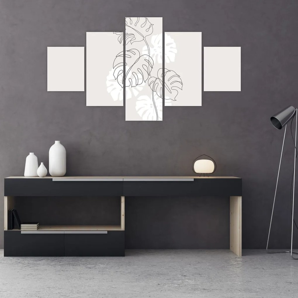 Obraz - Line art monstera N⁰3 (125x70 cm)