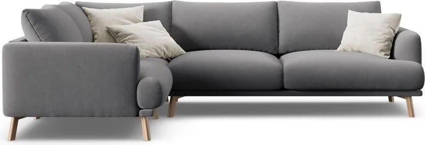 Szary aksamitny narożnik (lewostronny/w kształcie litery L) Naomi – Micadoni