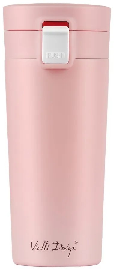 Różowy podróżny kubek termiczny Vialli Design Fuori, 400 ml