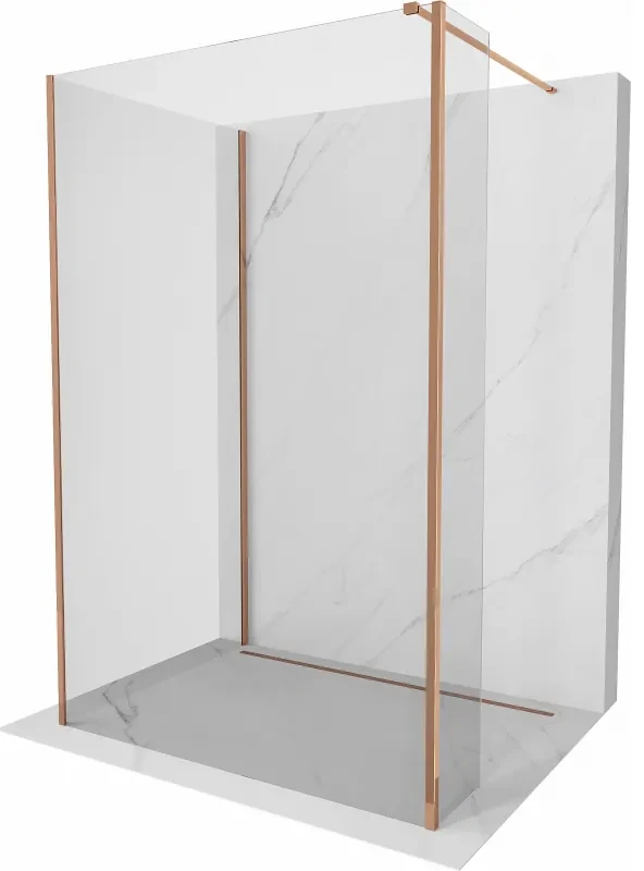 Mexen Kioto ścianka prysznicowa Walk-in 125 x 95 x 40 cm, transparent, różowe złoto - 800-125-095-221-60-00-040
