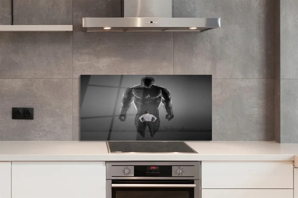 Szkło do Kuchni na Ścianę Rzeźba Męskich Mięśni