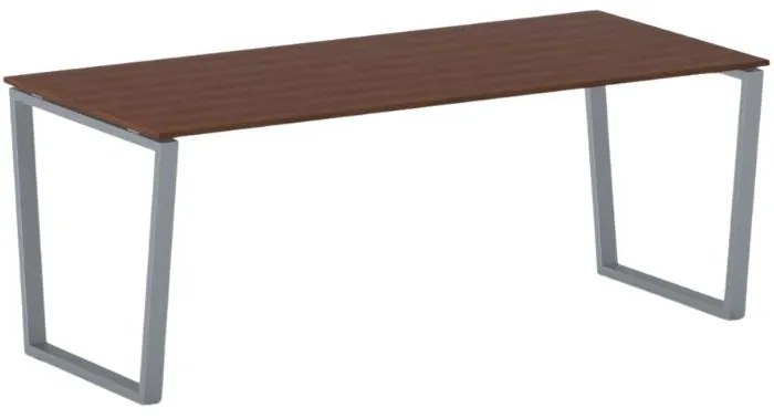 Biurko PRIMO IMPRESS, 200x90 cm, szaro-srebrna podstawa, czereśnia