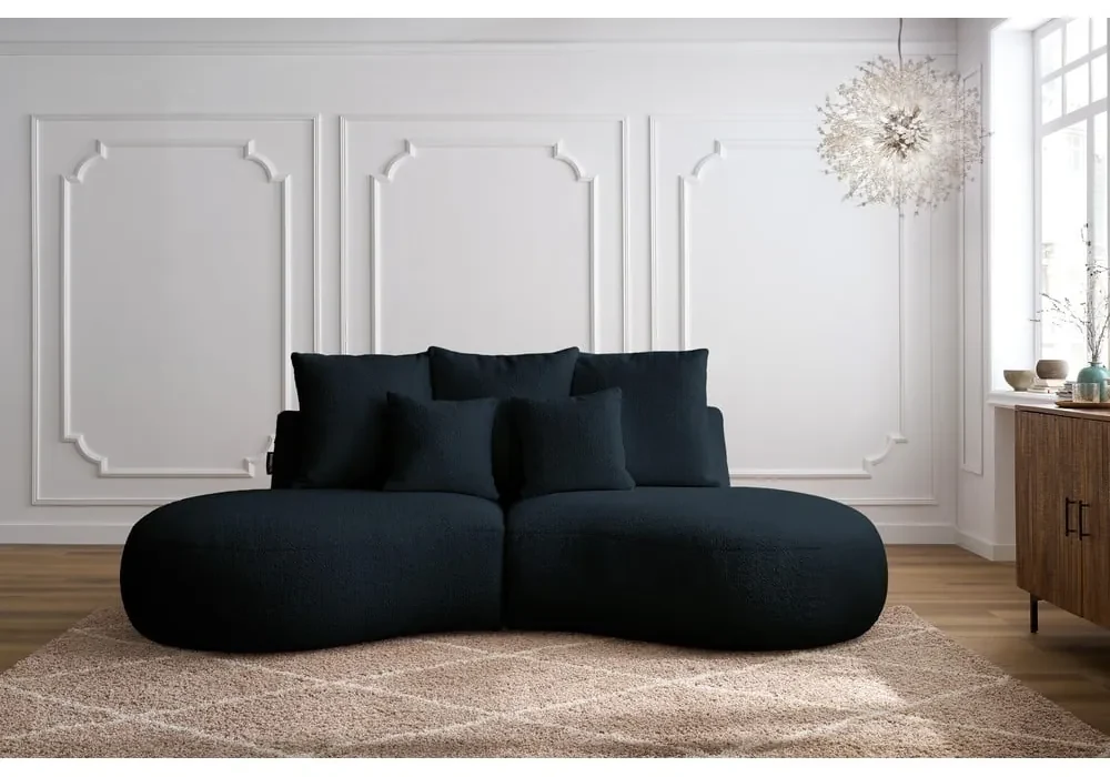 Ciemnoniebieska sofa z materiału bouclé 260 cm Saint-Germain – Bobochic Paris