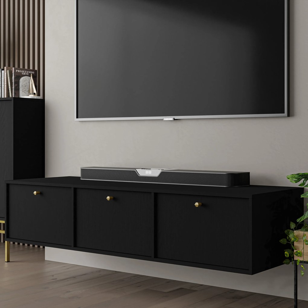 Szafka RTV TORINO - Grafit / Wysokość 35 cm / 180 cm / Bez szuflad