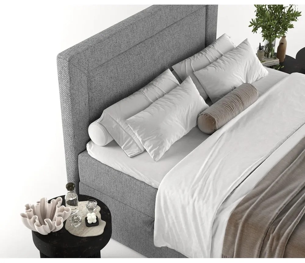 Szare łóżko boxspring ze schowkiem 200x200 cm Imagine – Maison de Rêve