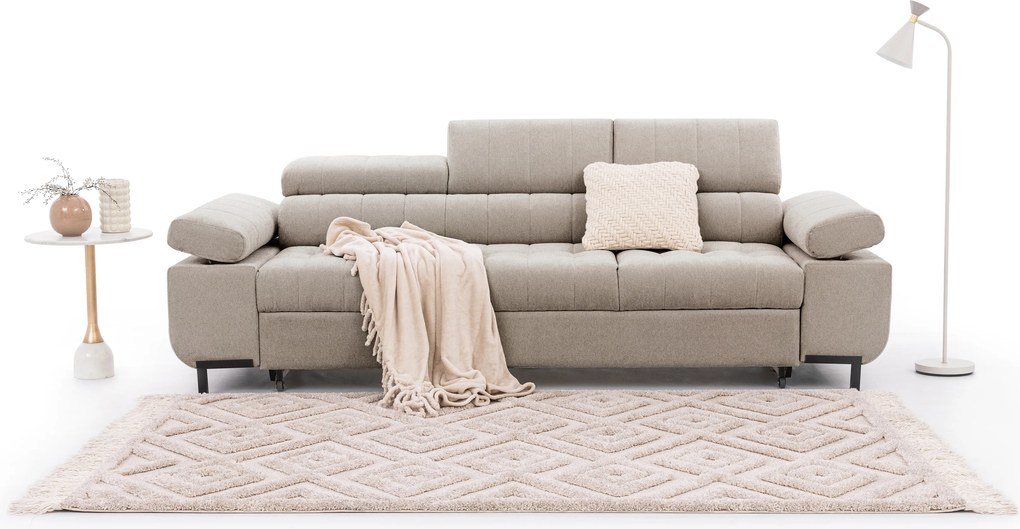 Sofa trzyosobowa Tyrion z funkcją spania - beżowy szenil Vibe 08