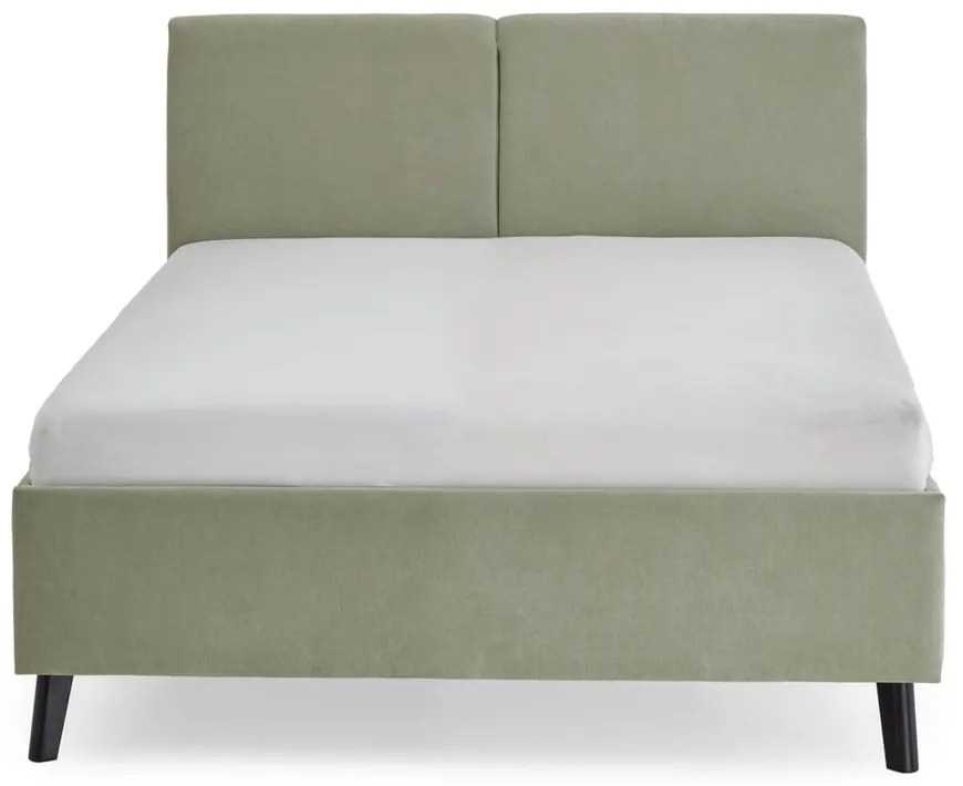 Jasnozielone tapicerowane łóżko dwuosobowe ze stelażem 140x200 cm Piano – Meise Möbel