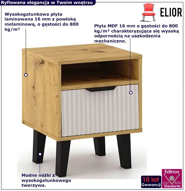 Nocna szafka na nóżkach dąb artisan + kaszmir S9-D56