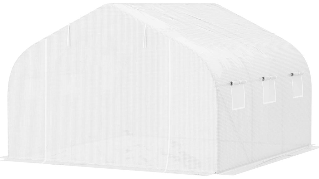 Outsunny Szklarnia Tunelowa z Metalową Konstrukcją Przestronna i Wytrzymała 35x3x2m Biała | Aosom PL