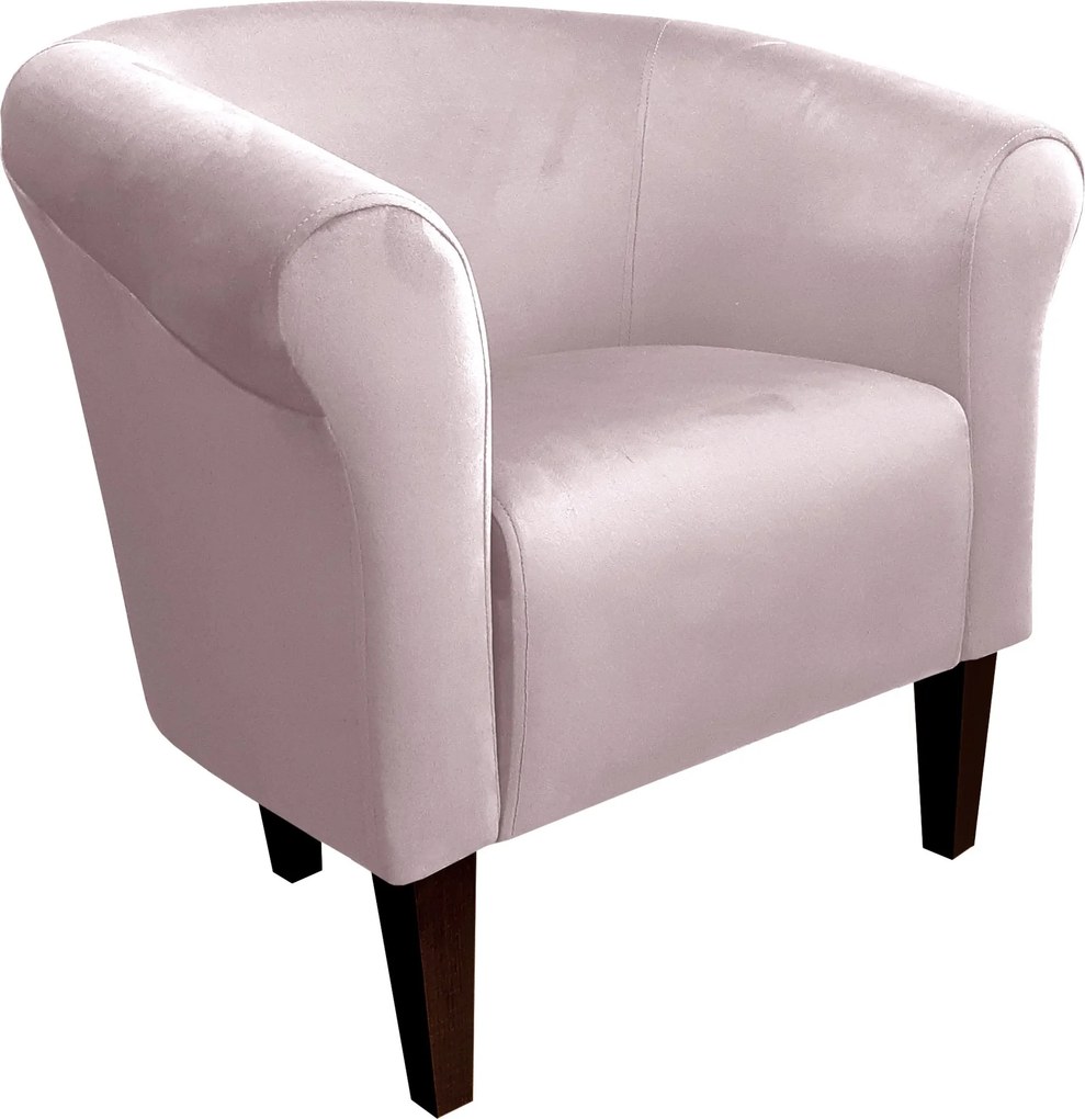 Fotel Milo tkanina Welur wygodny fotel tapicerowany do salonu i sypialni : Kolor nogi - Venge, Kolor tkaniny - VELVET - MG55, Wysokość nogi - 20 cm