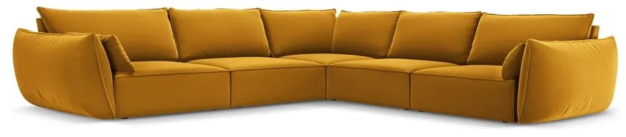 Musztardowy aksamitny narożnik Vanda – Mazzini Sofas
