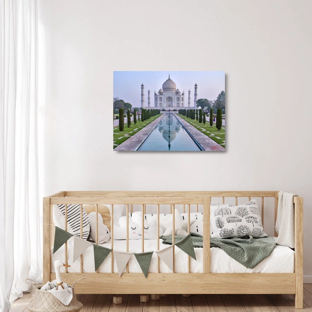 Obraz na szkle - Taj Mahal o wschodzie słońca (70x50 cm)