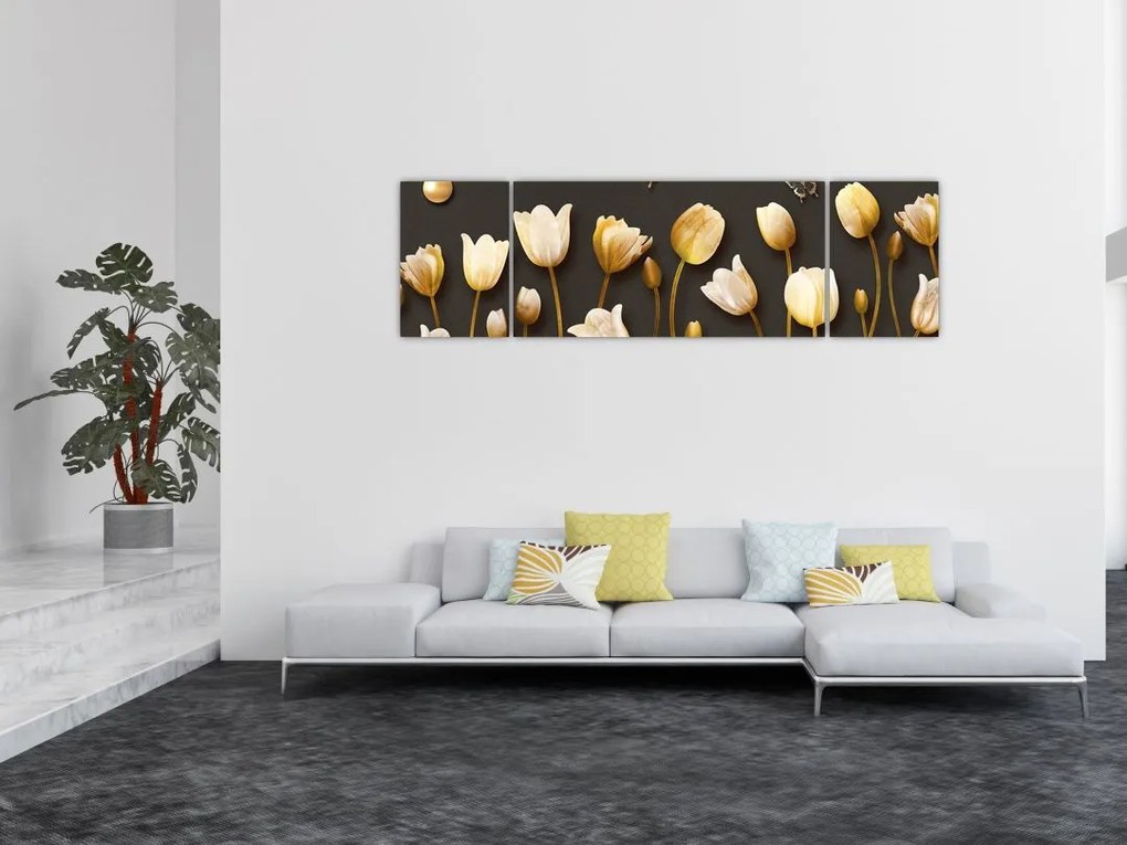 Obraz - Tulipany - abstrakcja (170x50 cm)