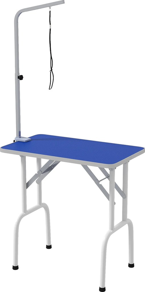 PawHut Stół do pielęgnacji zwierząt, do strzyżenia, szczotkowania i kąpieli, metalowy, niebieski