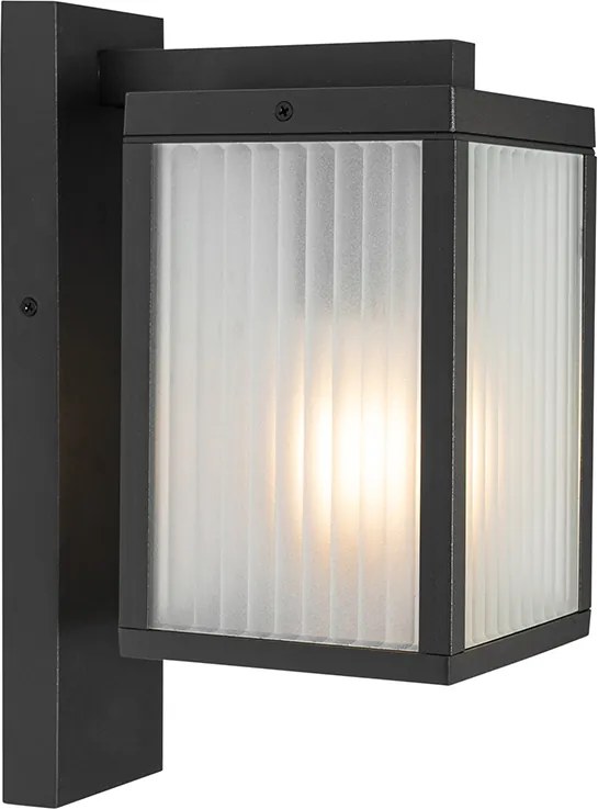 Inteligentny kinkiet zewnętrzny czarny z żebrowanym szkłem z WiFi A60 - Charlois