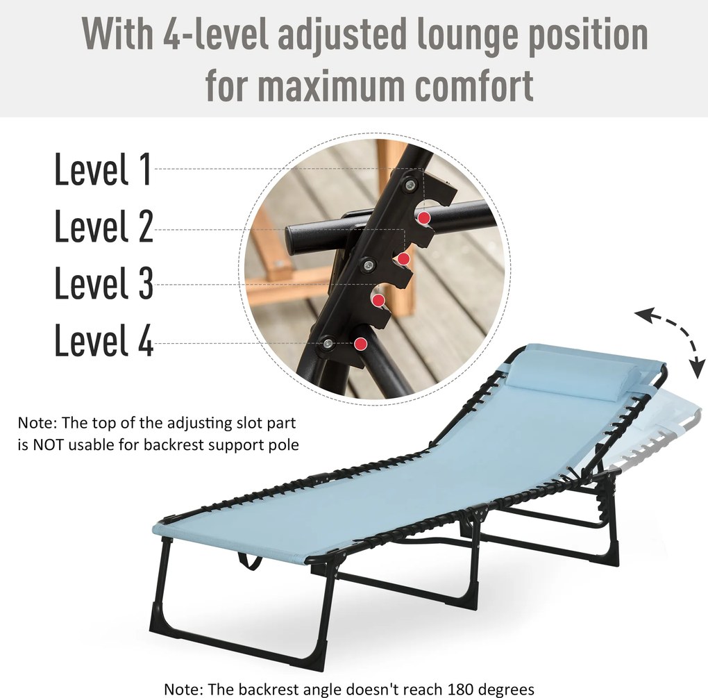 Outsunny Leżak składany, oddychający materiał, metalowa rama, 189 x 58 x 30 cm, kolor niebieskozielony | Aosom PL