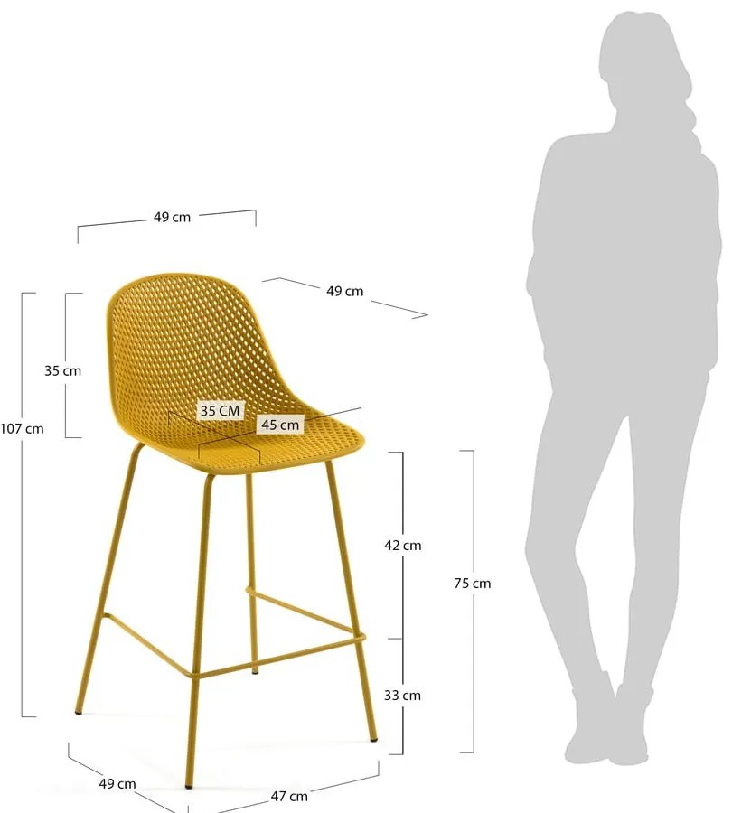 Metalowy/plastikowy hoker ogrodowy w kolorze ochry Quinby – Kave Home