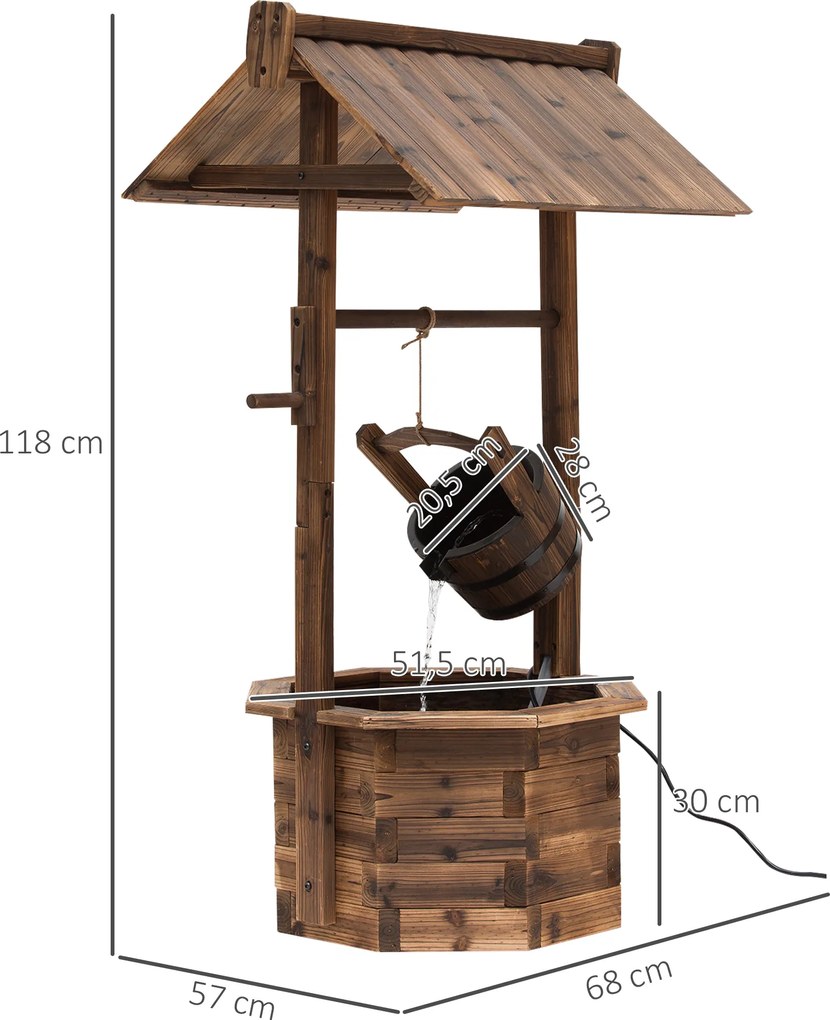 Outsunny fontanna ogrodowa fontanna ozdobna fontanna wodospad lite drewno kolor brązowy