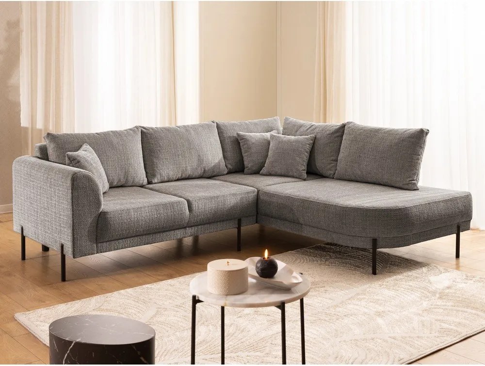 Szarobrązowy narożnik z tkaniny szenilowej (prawostronny/w kształcie litery L) Mauris – Ropez