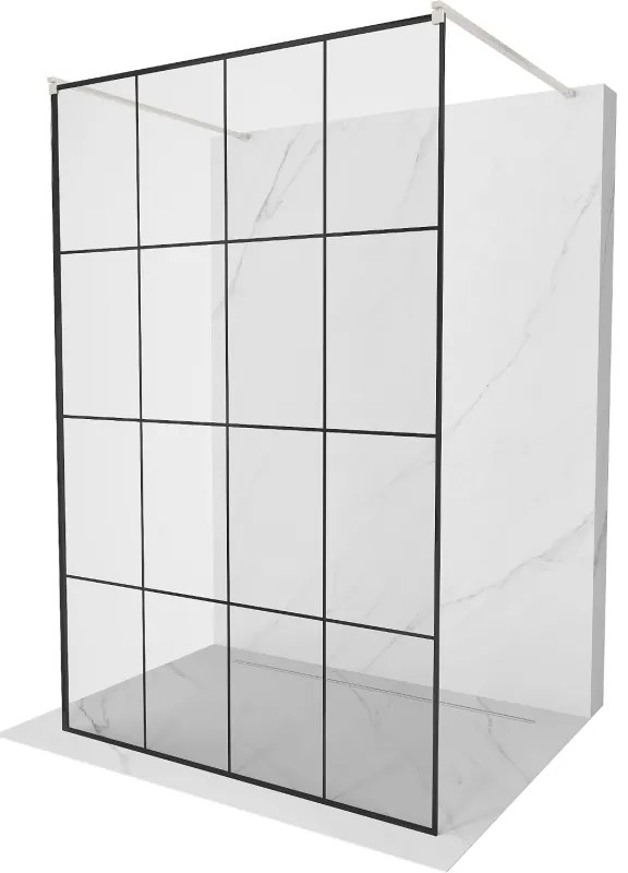 Mexen Kioto ścianka prysznicowa wolnostojąca 130 x 200 cm, czarny wzór 8 mm, nikiel szczotkowany - 800-130-002-97-77