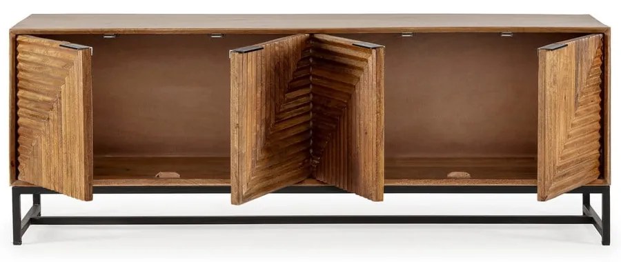 Szafka pod TV z litego drewna mango w naturalnym kolorze 160x58 cm Nereida – Marckeric