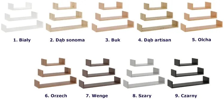 Zestaw 3 półek ściennych w kolorze dąb artisan M7-R98