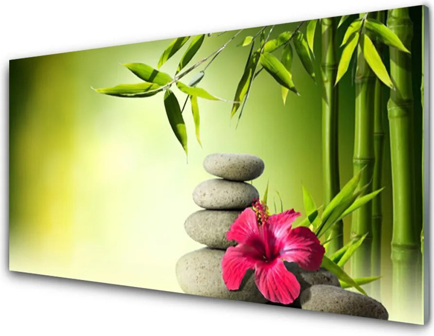 Panel Szklany Harmonijna Kompozycja Zen: Bambus I Kamienie