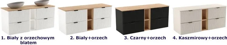 Szafka wisząca pod umywalkę z szufladami i półkami czarny + orzech Z8-D48