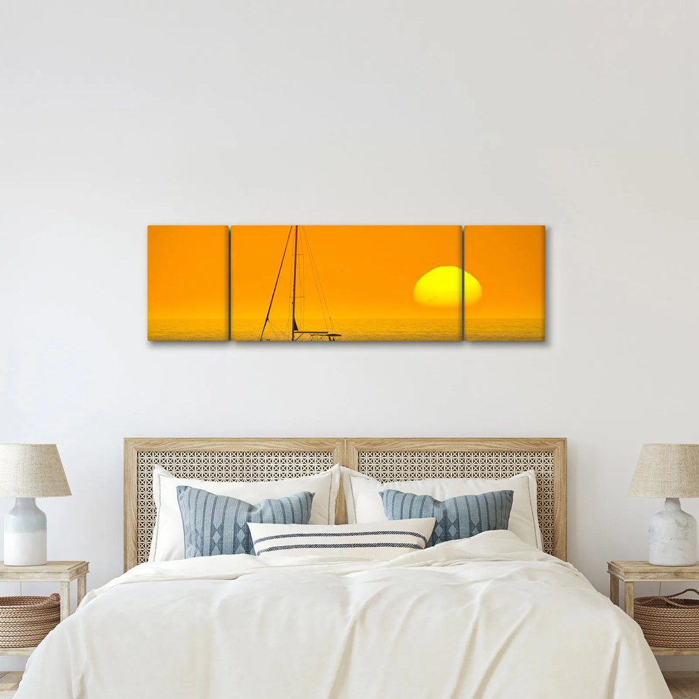 Obraz - Łódź na środku morza (170x50 cm)