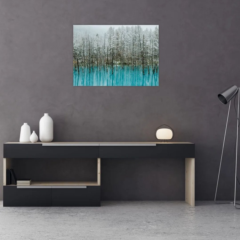 Obraz - Turkusowy staw, Biei, Japonia (70x50 cm)