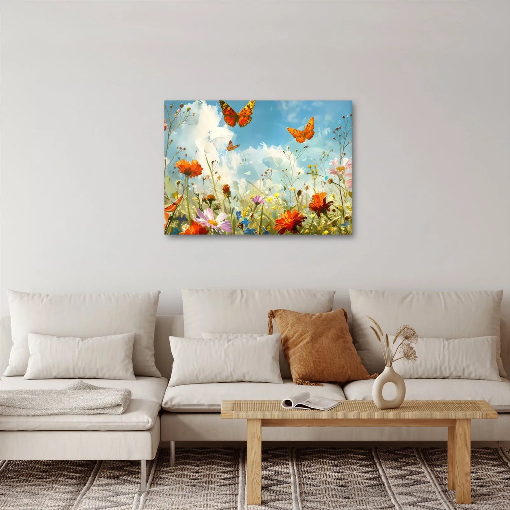 Obraz - Motyle na letniej łące (70x50 cm)