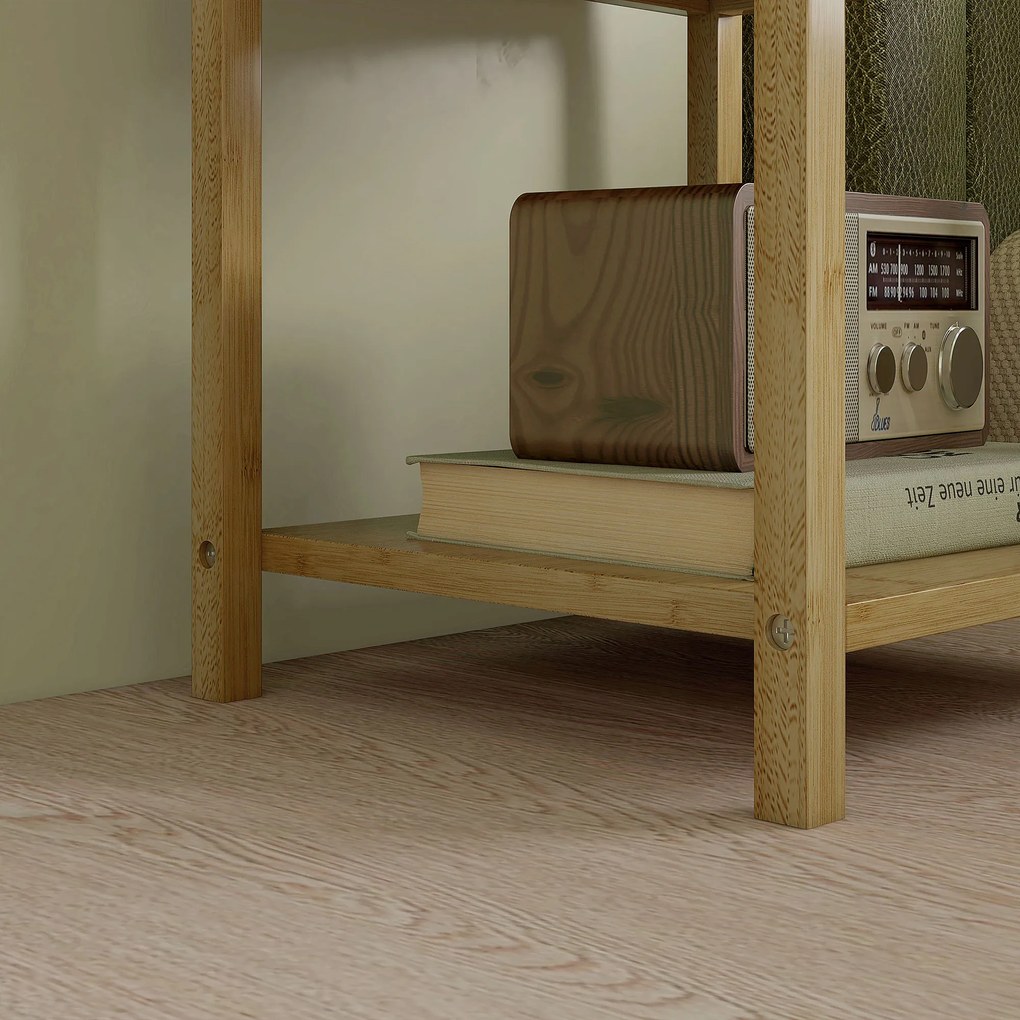 HOMCOM Szafka nocna, zestaw 2 sztuk, design skandynawski, z bambusa, 2 szuflady i półka, 40x34x60cm