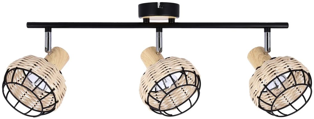 Potrójna lampa sufitowa do kuchni w stylu boho czarny + drewniany - Z057 Avas