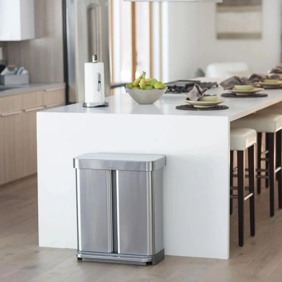 Simplehuman Kosz na śmieci z pedałem do segregacjiodpadów, 58 l, stal szczotkowana, FPP