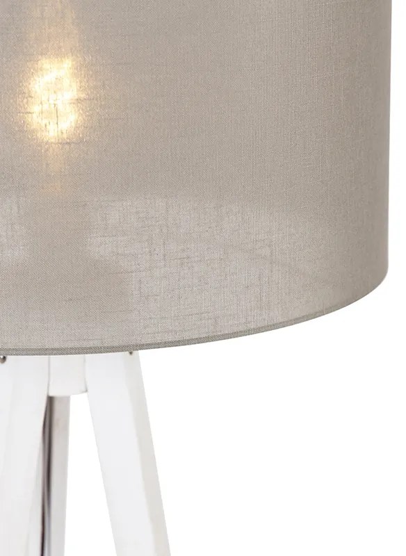 Nowoczesna lampa podłogowa trójnóg biała z abażurem w kolorze taupe 50 cm - Tripod Classic Nowoczesny Oswietlenie wewnetrzne