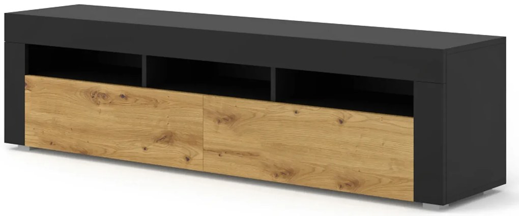 Stojąca lub ścienna szafka rtv czarny + dąb artisan - Hangis