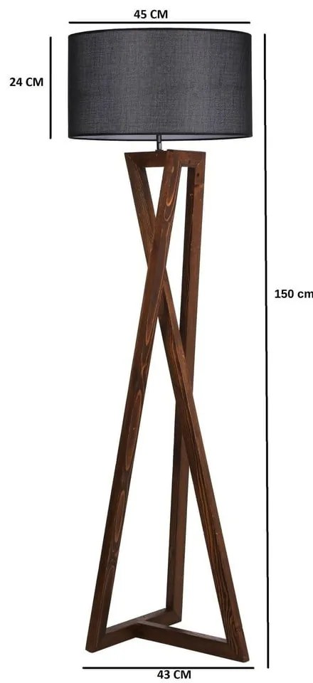 Czarno-brązowa lampa stojąca z tekstylnym kloszem (wysokość 149 cm) Maçka – Opviq lights