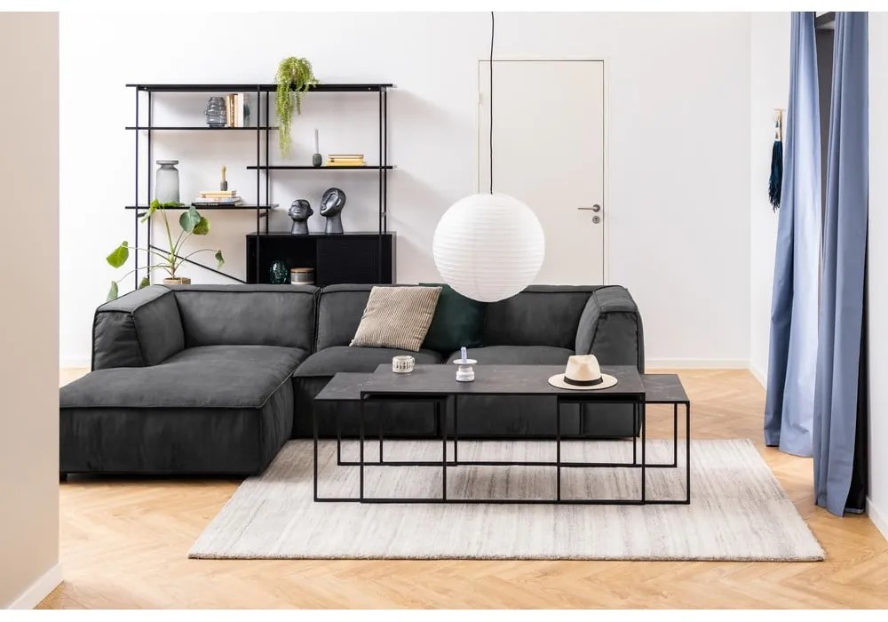 Stoliki z blatem w dekorze marmuru w kolorze matowej czerni zestaw 3 szt. 60x120 cm Infinity – Actona