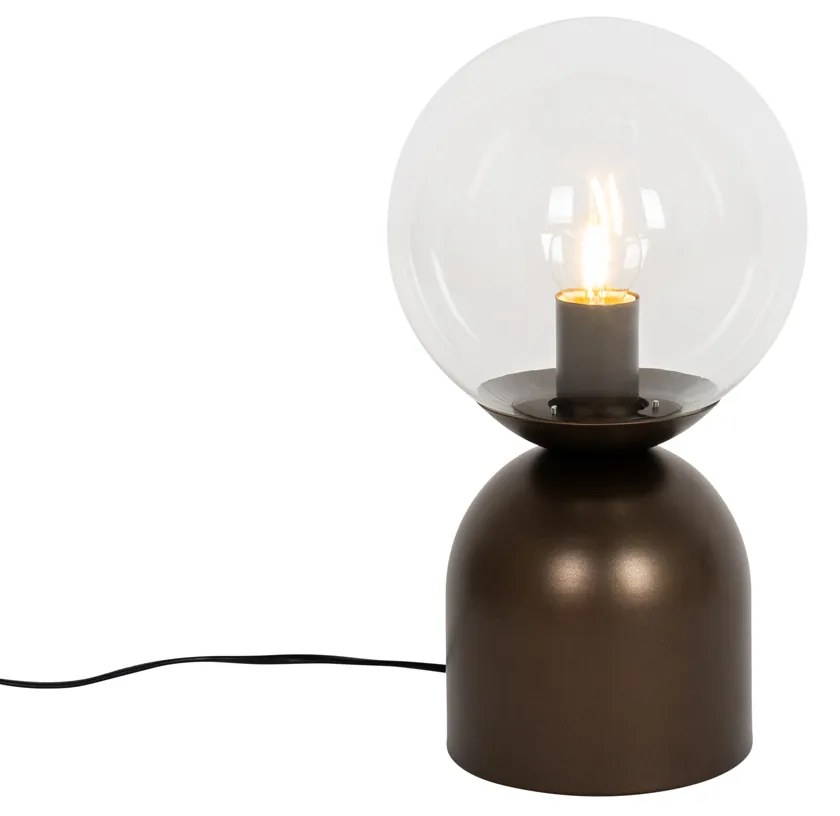 Lampa stołowa Hotel Chic ciemnobrązowa z przezroczystym szkłem - Pallon TrendElegancki hotelowy Oswietlenie wewnetrzne