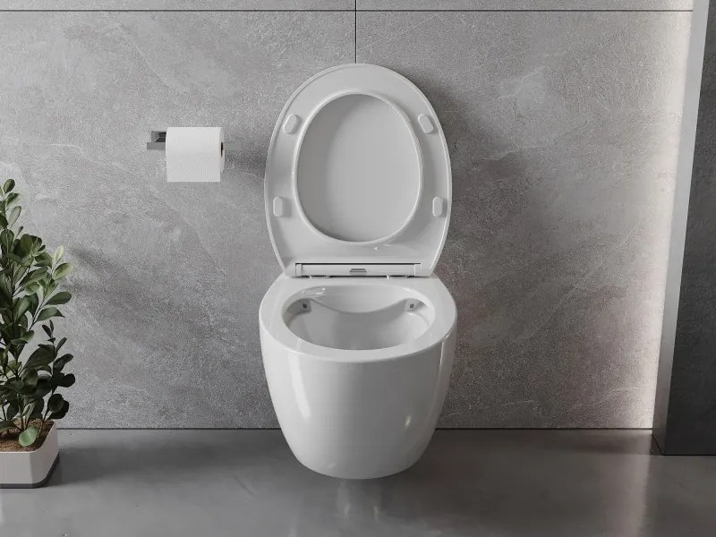 Mexen Egg miska wc Rimless z deską wolnoopadającą slim, duroplast, biała połysk - 30245000