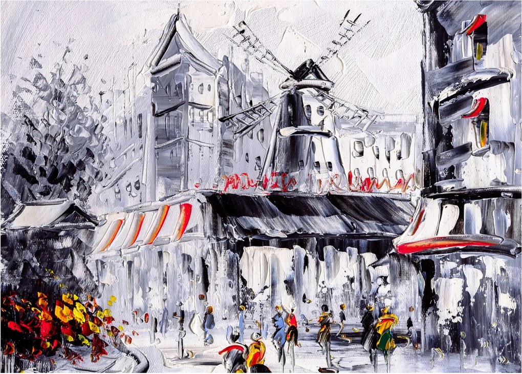 Obraz na szkle - Ulica w Paryżu, obraz olejny (70x50 cm)